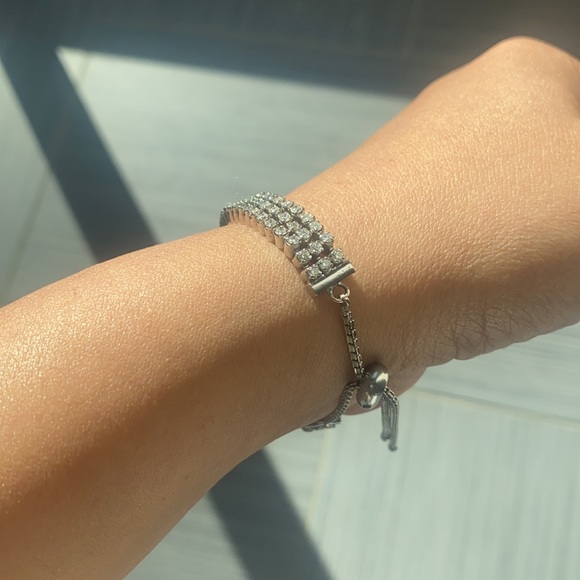 18k White Gold Diamond 4.17 ct Adjustable Slider Sliding Knot Tennis Bra… - Picture 3 of 10